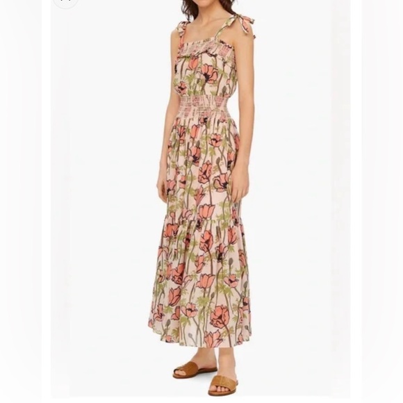 Tory Burch Dresses & Skirts - Tory Burch Maxi Dress in Pink Poppies Bloom Print 100% Cotton